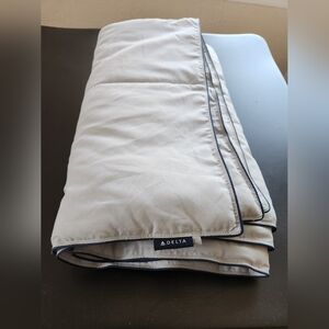DELTA AIRLINES SOFT QUILTED COMFORTER GRAY WITH BLUE TRIM 48 X 80 INCHES
